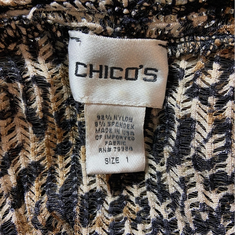 3/$12 Vintage 90s Chico's Sz 1 Sheer Leopard Kimono Jacket Swimsuit Beach Pool - Picture 9 of 9